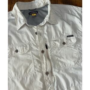 Mens Eddie Bauer Travex Light Khaki Long Sleeve Outdoor‎ Performance Shirt Large
